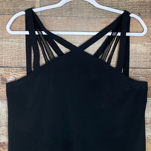 New Fabletics Liza Strappy Tank Top Solid Black Size Medium - Picture 2 of 10